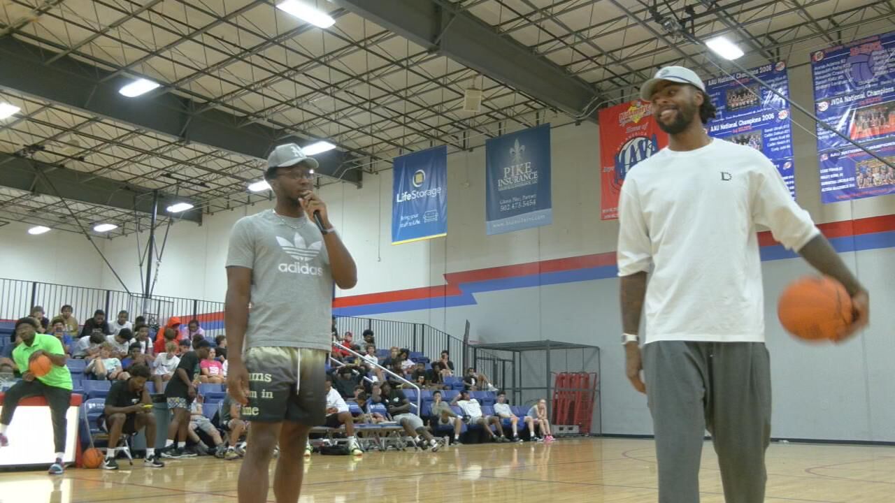 Former U of L star Donovan Mitchell makes surprise appearance at D'Angelo Russell's basketball camp